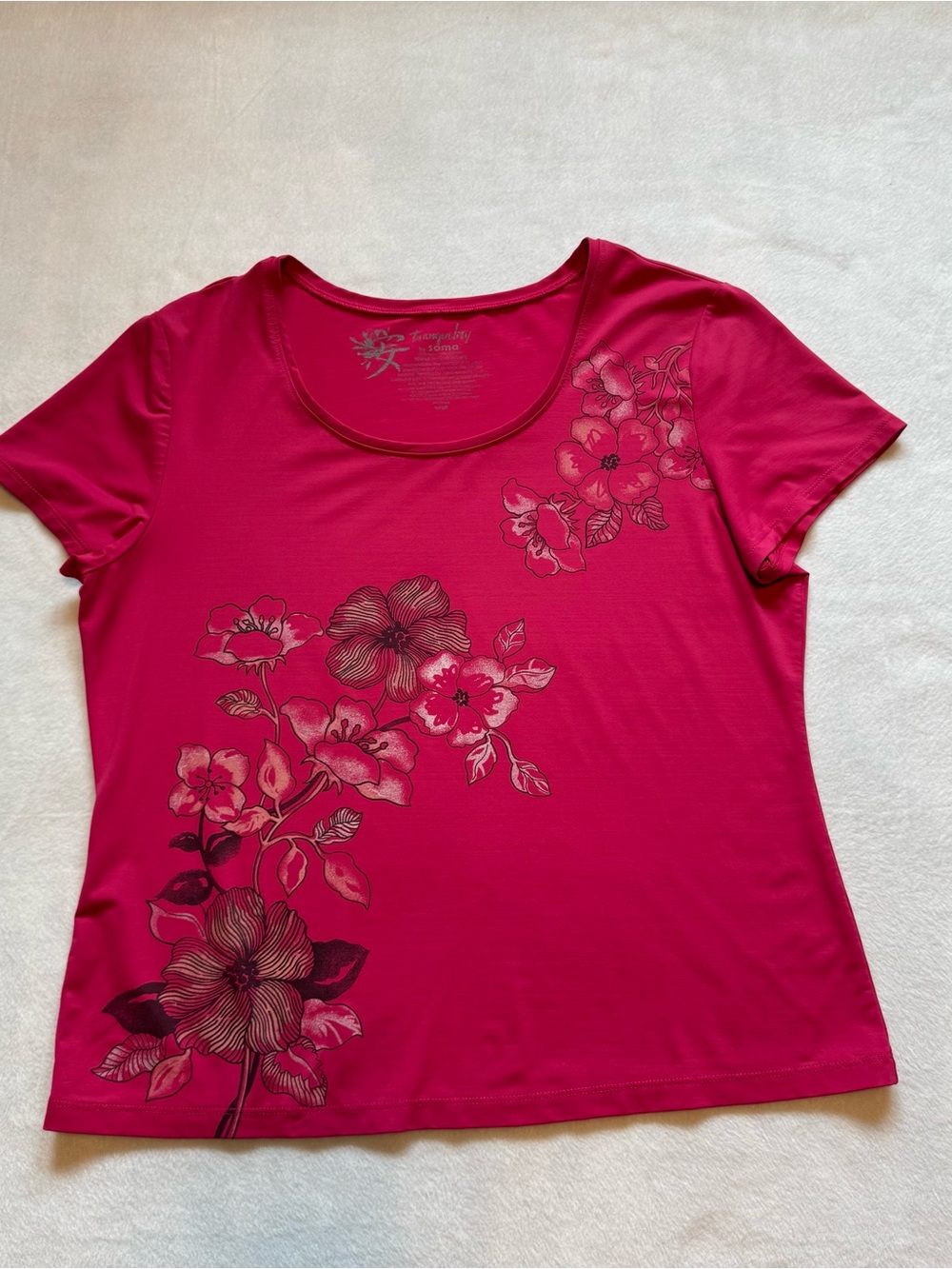 Tranquility by Soma Womens Short Sleeve T Shirt Pink Floral Cottagecore Sz Large - Picture 6 of 12